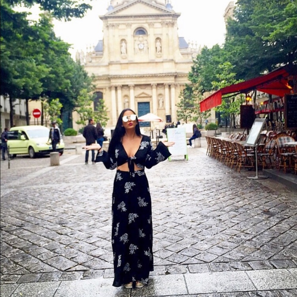 — SOLD — Sadie & Sage Black Floral Top and Skirt